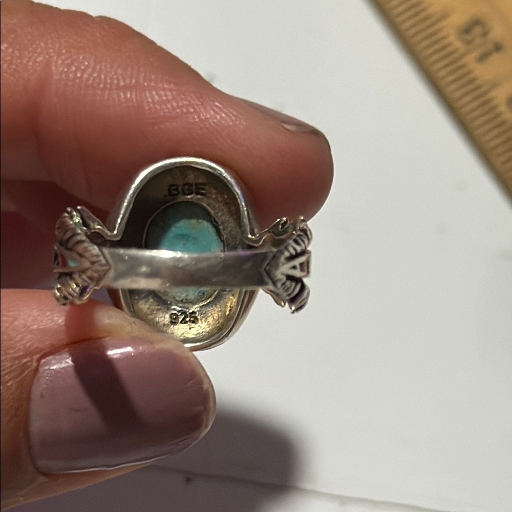 Turquoise And Silver Statement Ring - image 5